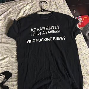 Spencer's Black Short Sleeve Tee with Humorous Print